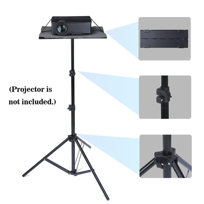 T160 Projectorstatiefstandaard Opvouwbaar Laptopstatief Projectorbeugel met statieflade zwart