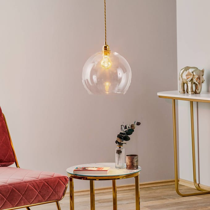 EBB & FLOW Rowan hanglamp helder glas, goud Ø 28cm