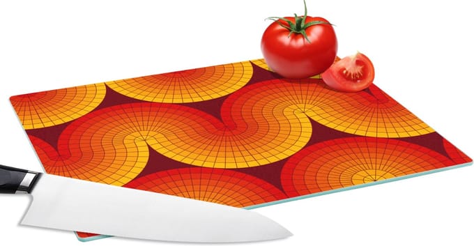 Glazen Snijplank - 28x20 - Design - Retro - Rood - Abstract - Snijplanken Glas