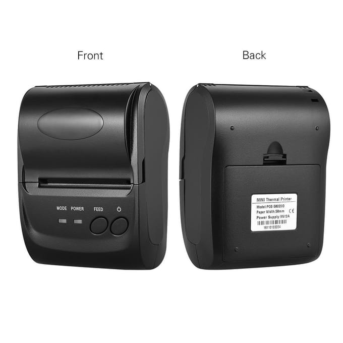 POS-5802DD Mini draagbare draadloze USB thermische printer kassabon POS-afdrukken voor iOS Android US Plug black