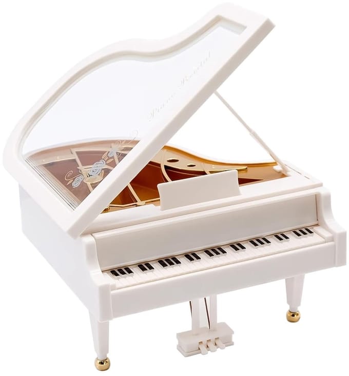 Dailygoods - Witte Vleugelpiano Muziekdoos voor Decoratie