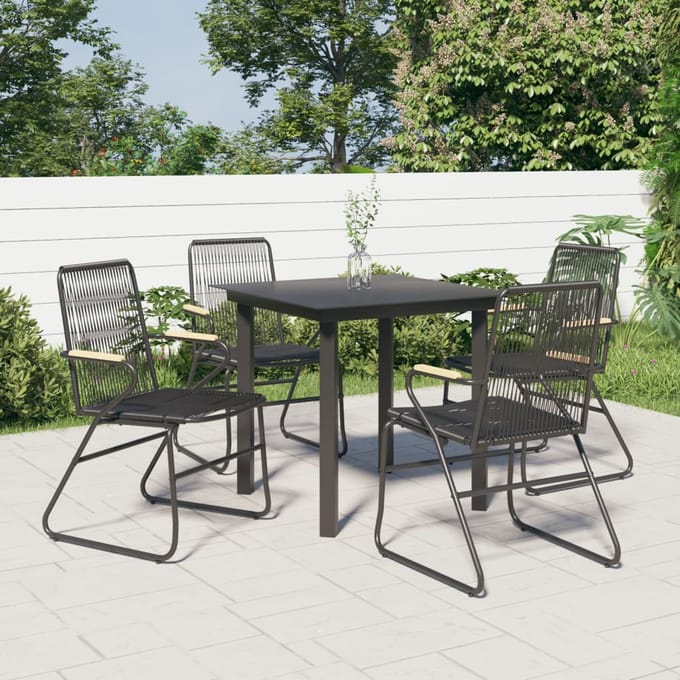 vidaXL - 5-delige - Tuinset - PVC-rattan - zwart