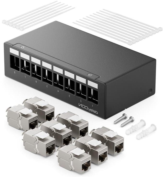 Patchpaneel met Keystone Modules - Netwerk Verdeelbord - Netwerk Bekabeling - 10 Gbit/s Snelheid - 158 cm breed - Zwart