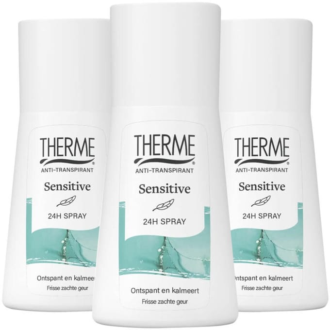 Therme - Anti-Transpirant Sensitive 24H Spray - 3 x 75 ml - Voordeelverpakking