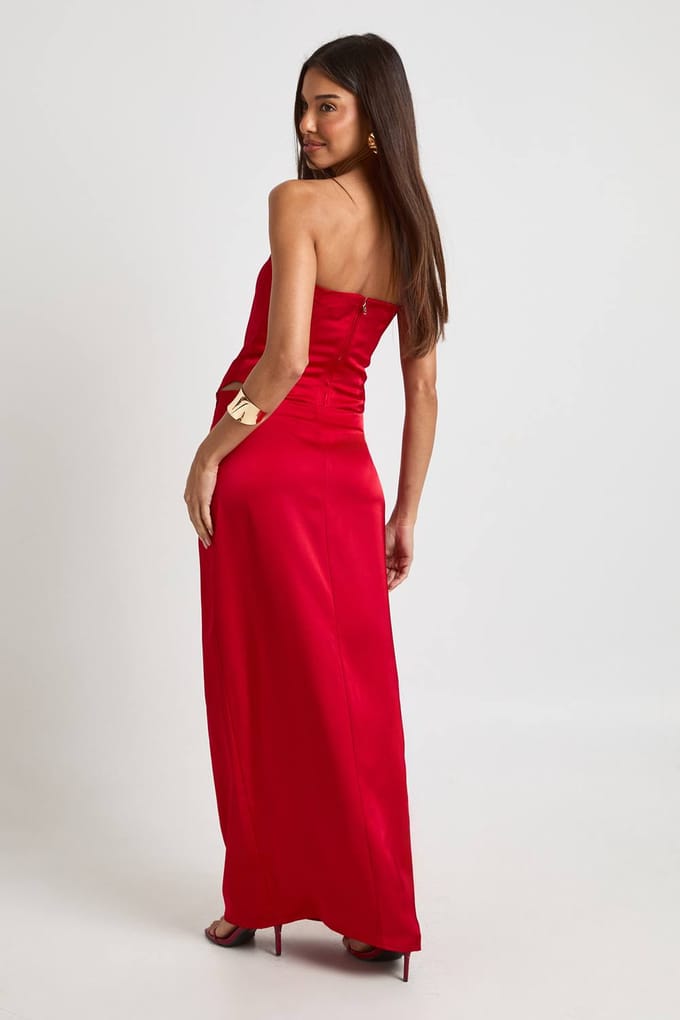 boohoo Dames Satijnen Zeemeermin Maxi Rok | Rood | Maat: 42