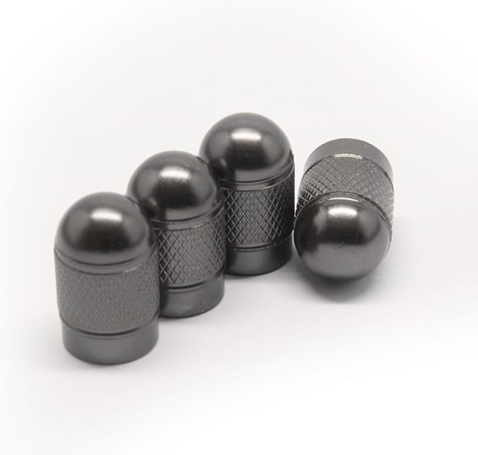 TT-products Ventieldoppen Grey Bullets aluminium 4 stuks grijs - auto ventieldop - ventieldopjes