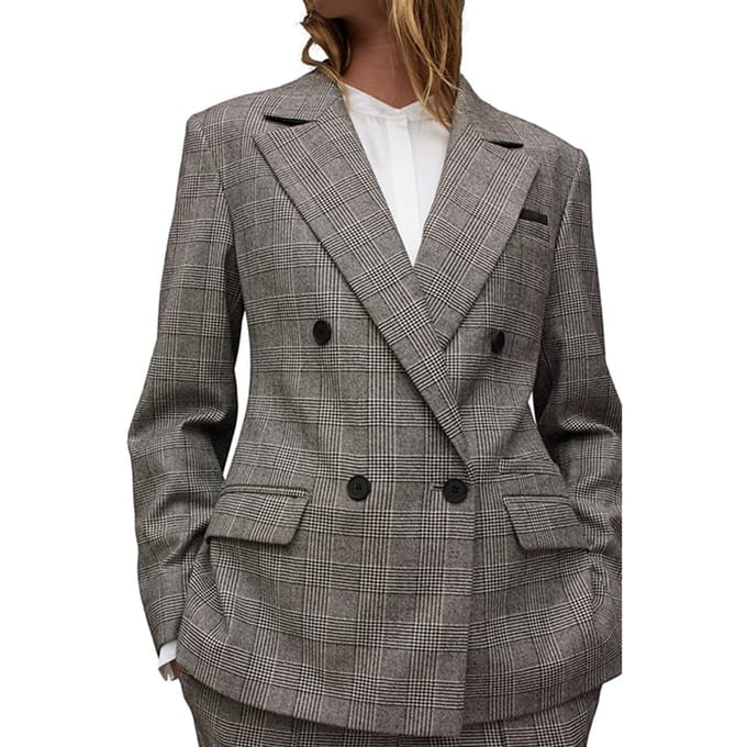 AllSaints Bea Check Blazer Grey Taglia: 42 | Blazers Outlet | Donna | Grigio