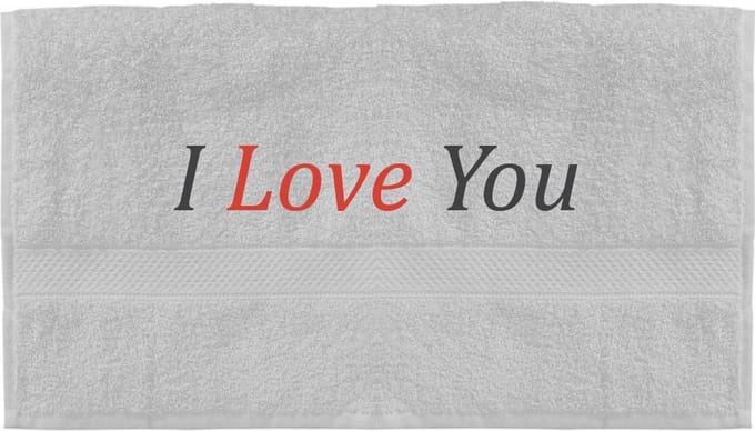 Handdoek - I Love you - 100x50cm - Wit