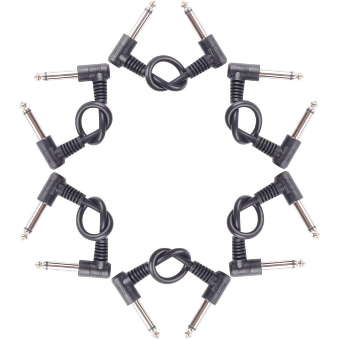 6 stuks gitaar patchkabels 7 inch gitaarpedaalkabel 6,35 mm interface haakse type connectoren 6Pcs 18cm zwart