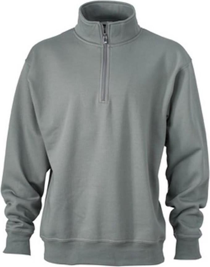 James and Nicholson Uniseks werkkleding Half Ritssweatshirt (Donkergrijs)