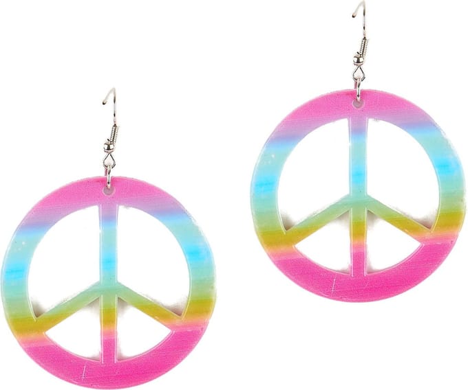 Vegaoo - Peace + Love oorbellen voor volwassenen