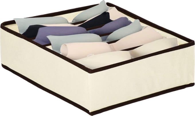 Springos Lade Organizer | Kleding Organizer | Ondergoed Organizer | 1 vak | Crème/Zwart | 30 x 30 cm