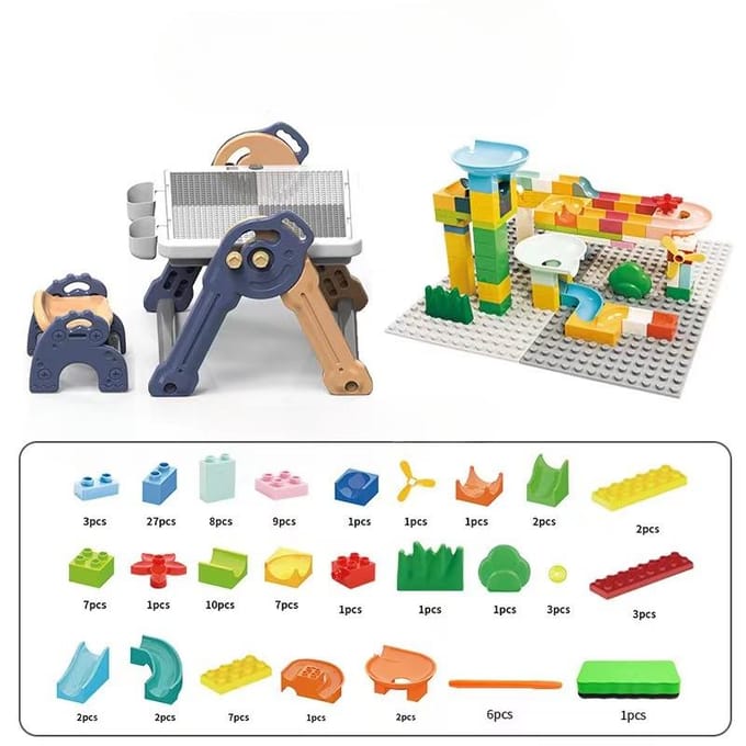 Kinder Set Stoel Studietabel Educatief Multifunctioneel Tekenbord DIY Insteekpijp Bouwsteen Tafel 35*28*18cm