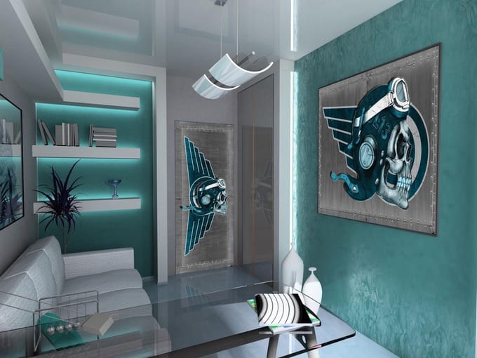 Skull Flying Tattoo Photo Wallcovering