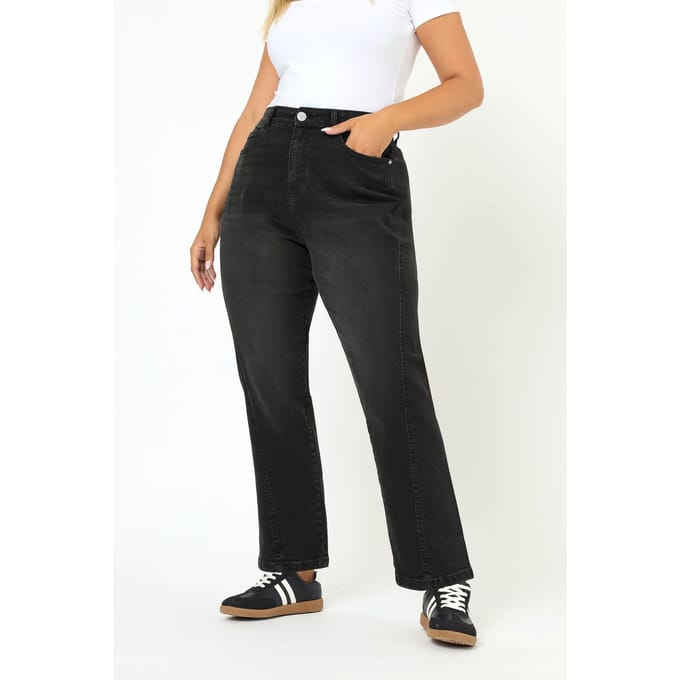 Yours Zwart Gewassen Wortelbeen Jeans Size 48