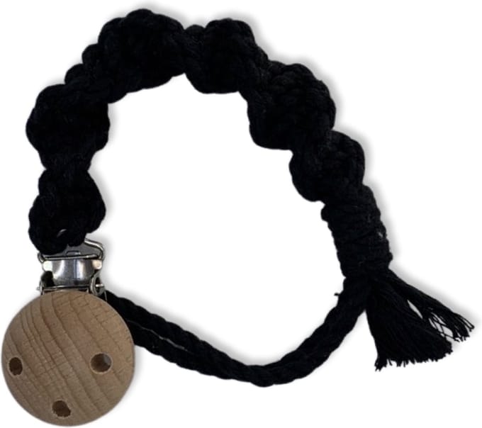 Macramé Speenkoord 'Spiral' - Zwart - Katoenkoord - Prijs per Stuk - Inclusief Verzendkosten