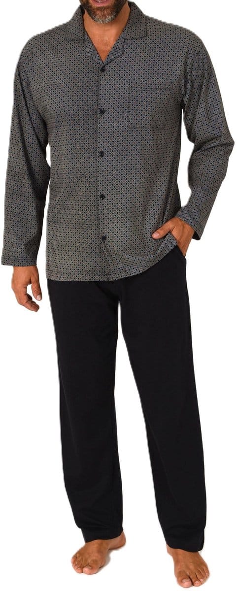 Herenpyjama met lange mouwen en doorknoopsluiting, ook in oversizes