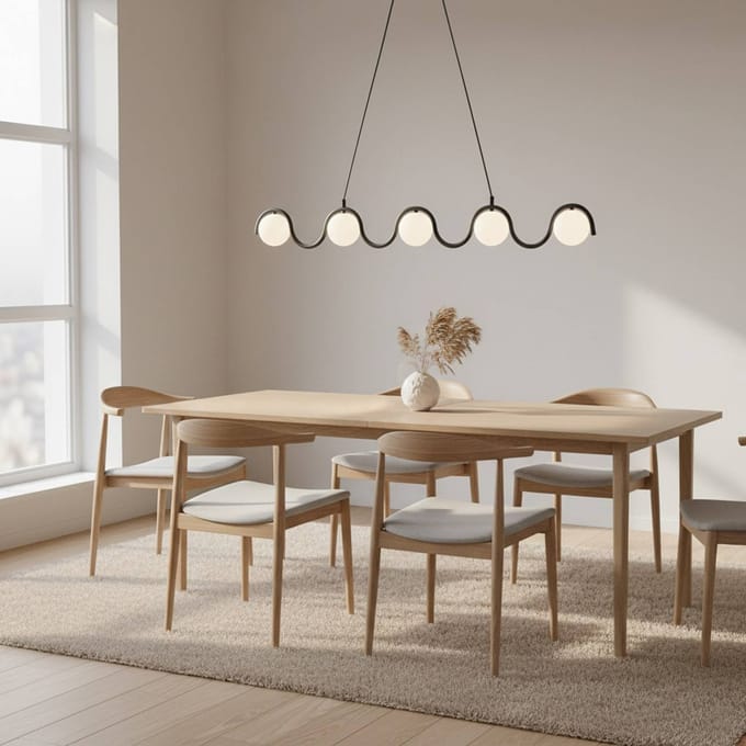 EMIBIG LIGHTING Hanglamp Sinus 5, zwart/opaal, glas, lengte 110 cm