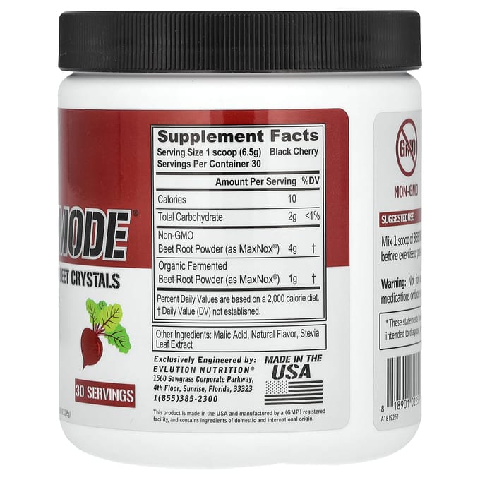 BeetMode, Cristaux de Betterave Concentrés, Cerise Noire, 6,88 oz (195 g)