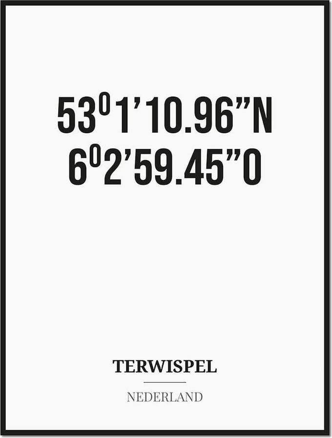 Poster/kaart TERWISPEL met coördinaten