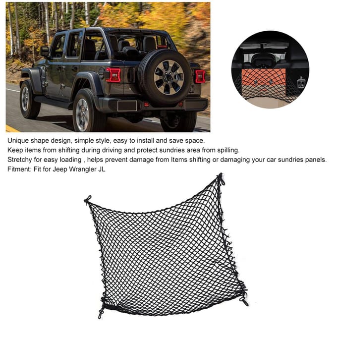 Auto Achterbak Diversen Mesh Opbergorganizer Net Elastisch Net Geschikt voor Jeep Wrangler JL black