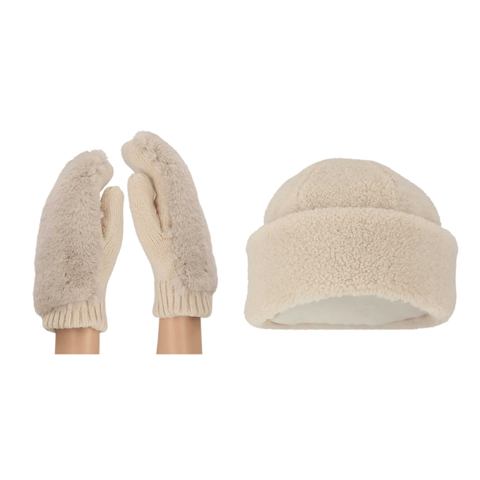 Morethansocks - Dames teddy wanten en muts - One size - Muts dames - Wanten dames volwassenen