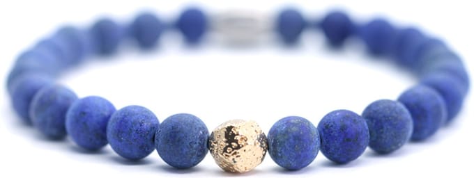 IbizaMen - Heren - armband - goud - lava - lapis lazuli - 21cm
