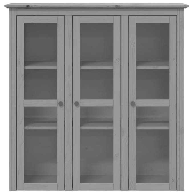 vidaXL - Kast - met - glazen - deuren - BODO - massief - grenenhout - grijs
