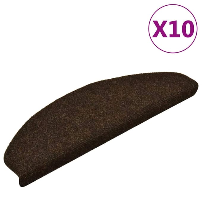 vidaXL - Trapmatten - Zelfklevend - 10 - stuks - 65x21x4 - cm - Bruin - Halfrond - Groot
