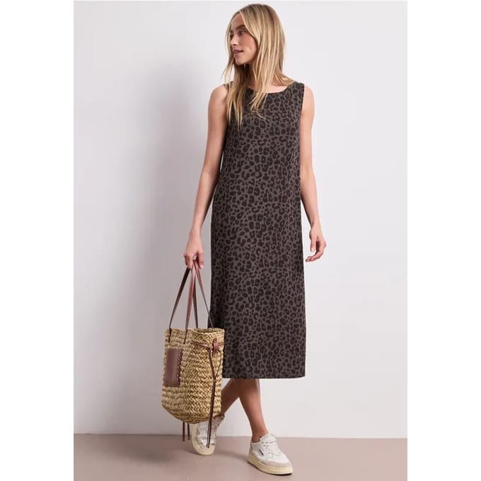 Jersey midi-jurk met leoprint