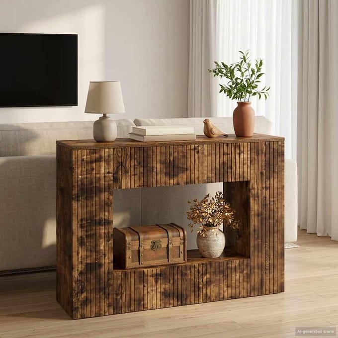 vidaXL - Wandtafel - Gerookte - Eik - 101 - x - 29 - x - 74 - cm - Geconstrueerd - hout