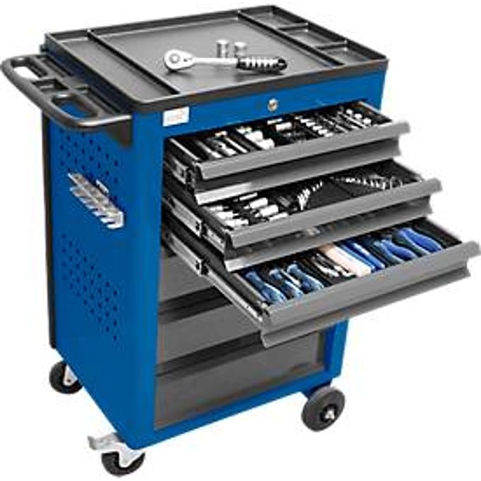 Werkplaatswagen BASIC incl. 115-delige gereedschapsset, blauw