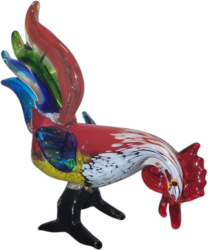 Haan - Glas - Glassculptuur - Multicolor - 24x25x10 cm - Kristalglas