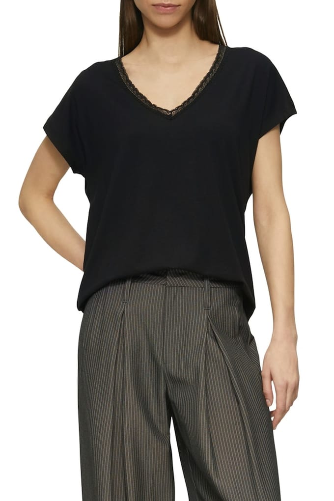Q/S designed by - T-shirt - Maat L - - 9999 GREY/BLACK -