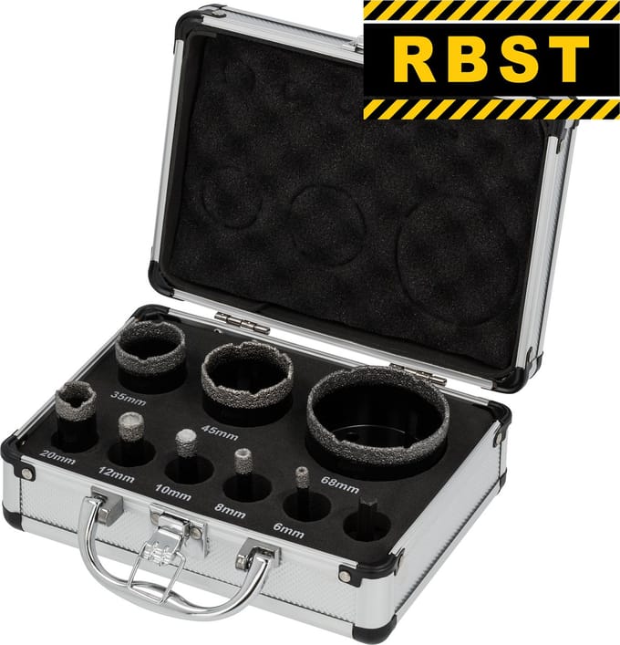 RBST Diamantboren Tegelboorset - 9-delig - M14 en Hex Adapter - Voor Tegels, Marmer en Steen - In Koffer