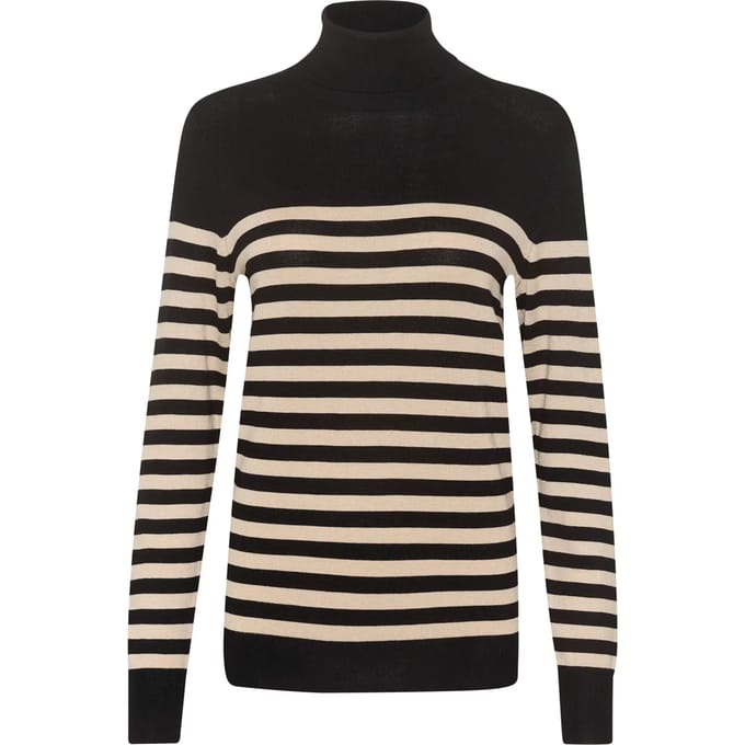Kaffe Trui Kalizza Striped Roll Neck 10509063 106347 Black/feather Gray Dames Maat - M