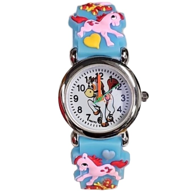 Fako® - Kinderhorloge - 3D - Eenhoorn Jolly - Lichtblauw