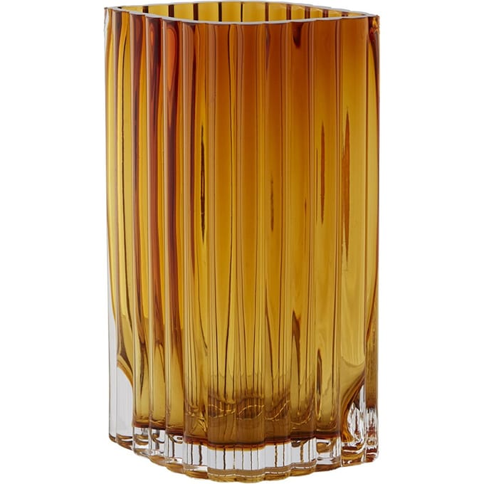 AYTM Vaas Folium, hoogte 20 cm, amberkleurig, glas