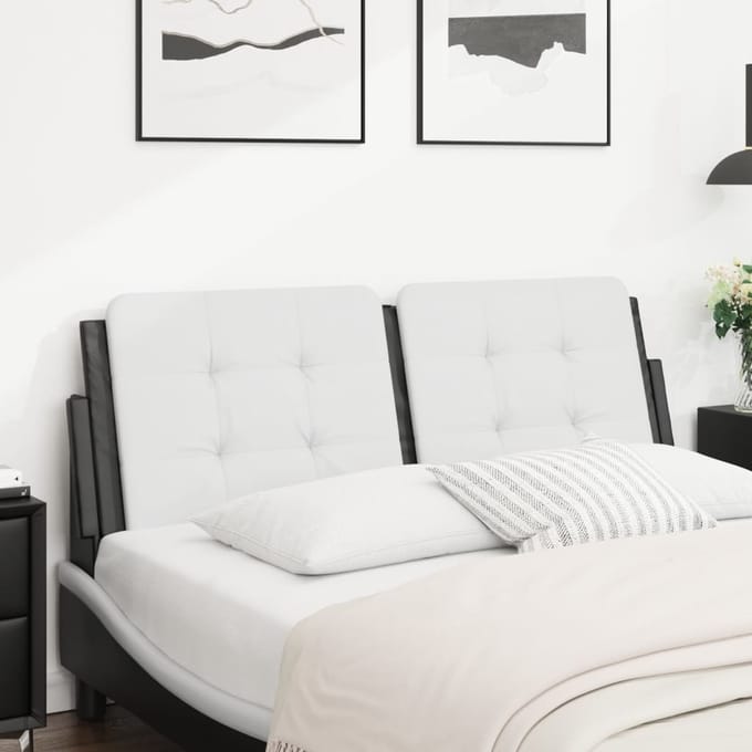 vidaXL - Hoofdbordkussen - "Zadar" - 140 - cm - kunstleer - wit - en - zwart