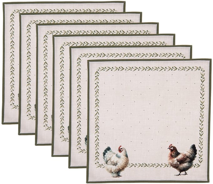Clayre & Eef Servetten Katoen Set van 6 40x40 cm Beige Katoen