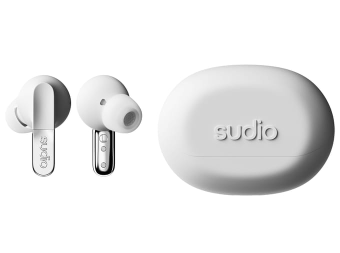 SUDIO N3 Pro Draadloos Type met Microfoon iOS Android Compatibel IPX4 ANC Ruisonderdrukking (Chroomwit) Oordopjes, In-Ear (Bluetooth 5.4 / / & /