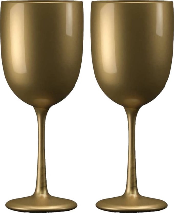 Fjesta© Plastic Wijnglazen - 48cl - Goud - 2 Stuks