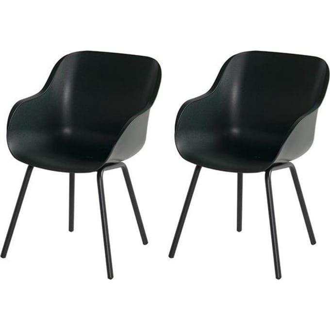 Hartman Sophie elegance tuinstoel - Donkergroen - set van 2 - zwart rondo onderstel