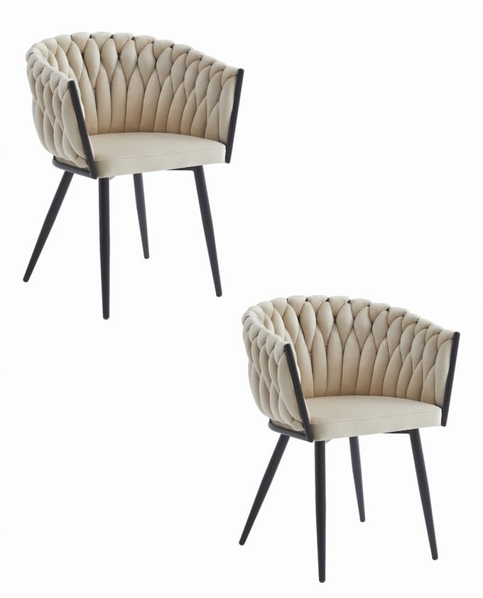 ORION stoel - beige fluweel / zwarte poten x 2