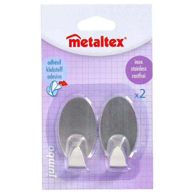 Metaltex haak zelfklevend RVS 2 stuks