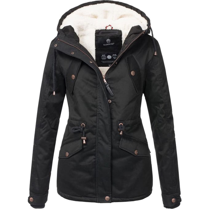 Gewatteerd & Winddicht - Marikoo MANOLYA - Winterjas Dames - Volwassen - Capuchon - Zwart - L