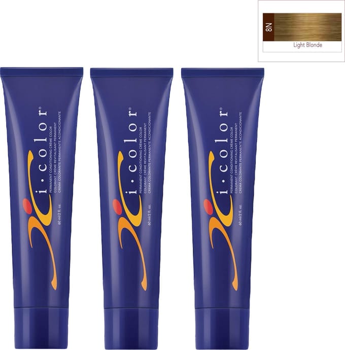 ISO i color Permanent Conditioning Crème Color 60ml 8N Light Blonde x 3 tubes