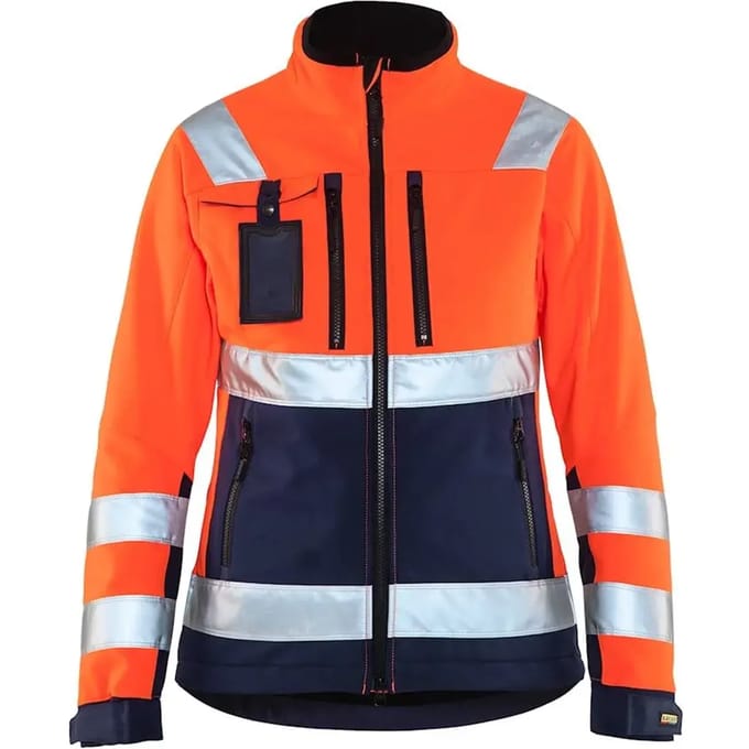 Blåkläder 4902-2517 Dames Softshell jack High Vis Oranje/Marineblauw maat S