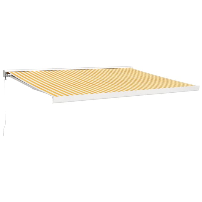 vidaXL - Uitschuifbare - luifel - Geel - en - Wit - met - Witte - Frame - 4,5 - × - 3 - m
