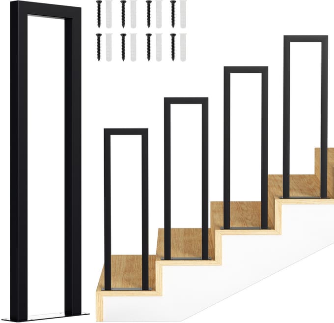 U-vorm Leuning 85cm Ijzer Leuning Buiten & Binnen Trap Leuning Trap Balkon Balustrade Zwart